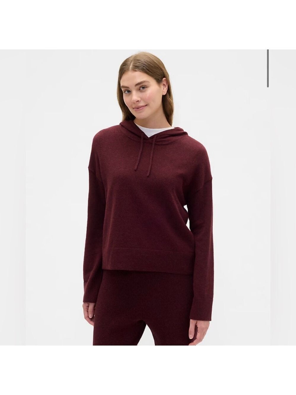 Gap Relaxed Cozy Soft Merlot Cashsoft Hoodie Sweater NWOT M Oversized Fireside